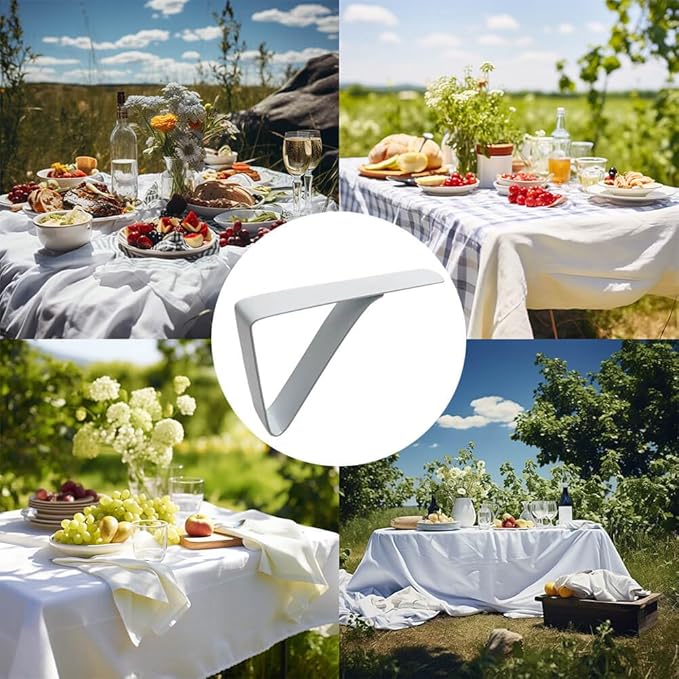 Large Tablecloth Clips Stainless Steel Rust Proof Table Cloth Clips Table Clips for Home, Restaurants, Picnic, Party, Dining Tables - Fits Up to 2.6 Inch Thick Tables 8Pcs White