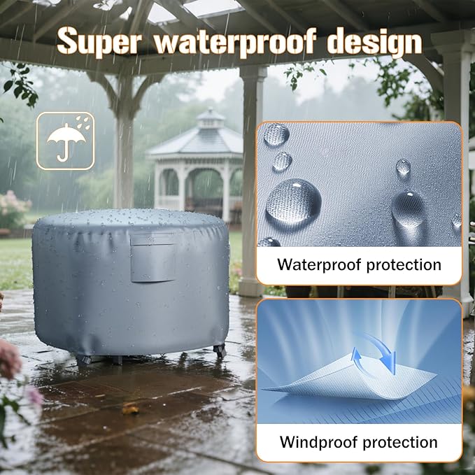Chinchilla Heavy Duty 36 Inch Round Fire Pit Cover - 100% Waterproof & Weatherproof, Durable All-Season Protection for 33/34/35/36 Inch Propane Fire Pits and Tables