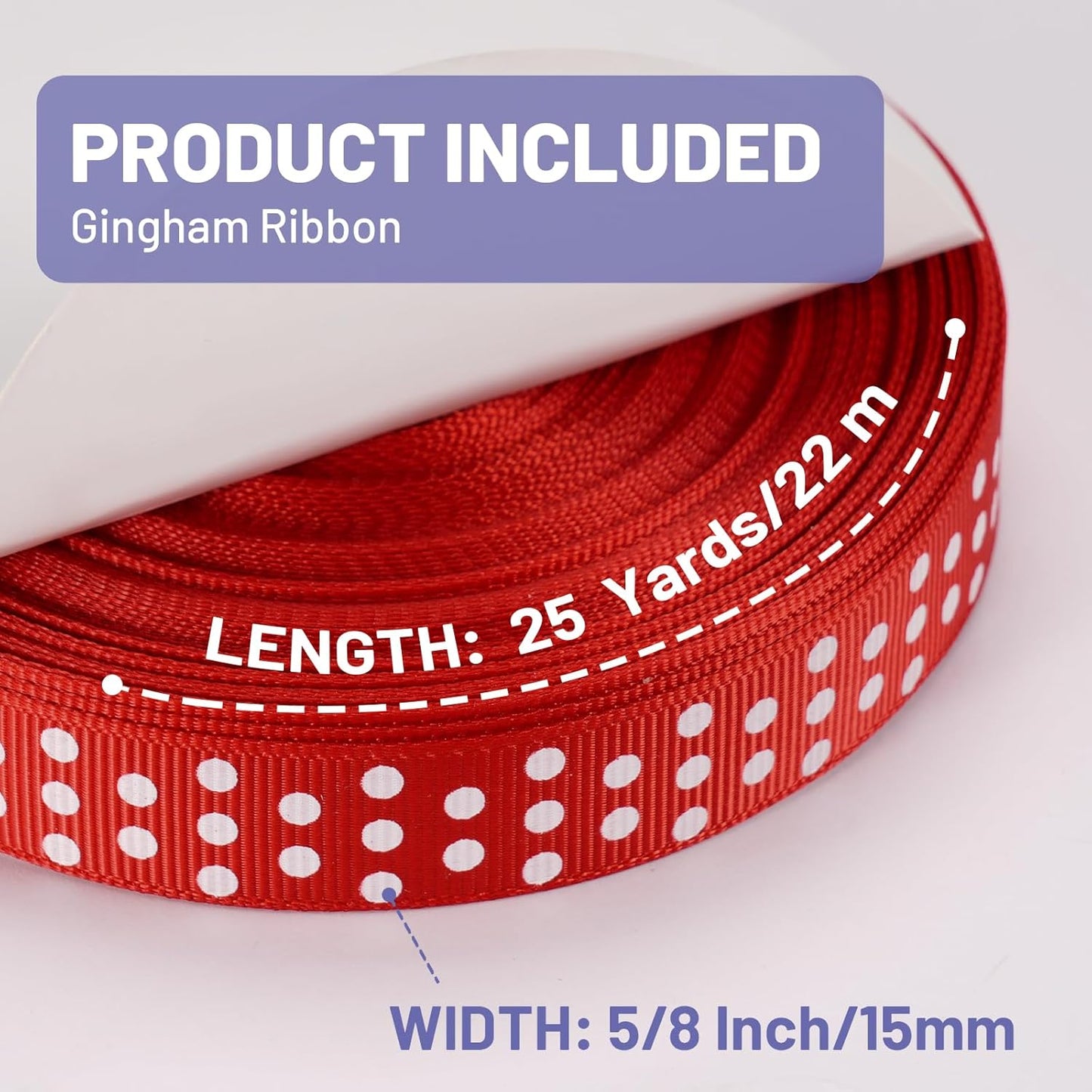 Polka Dot Grosgrain Ribbon 5/8 Inch, 25 Yards Spool Red and White Dot Craft Ribbon for Christmas Gift Wrapping DIY Crafts Hair Bows Sewing Wedding Party Decor and Home Decoration