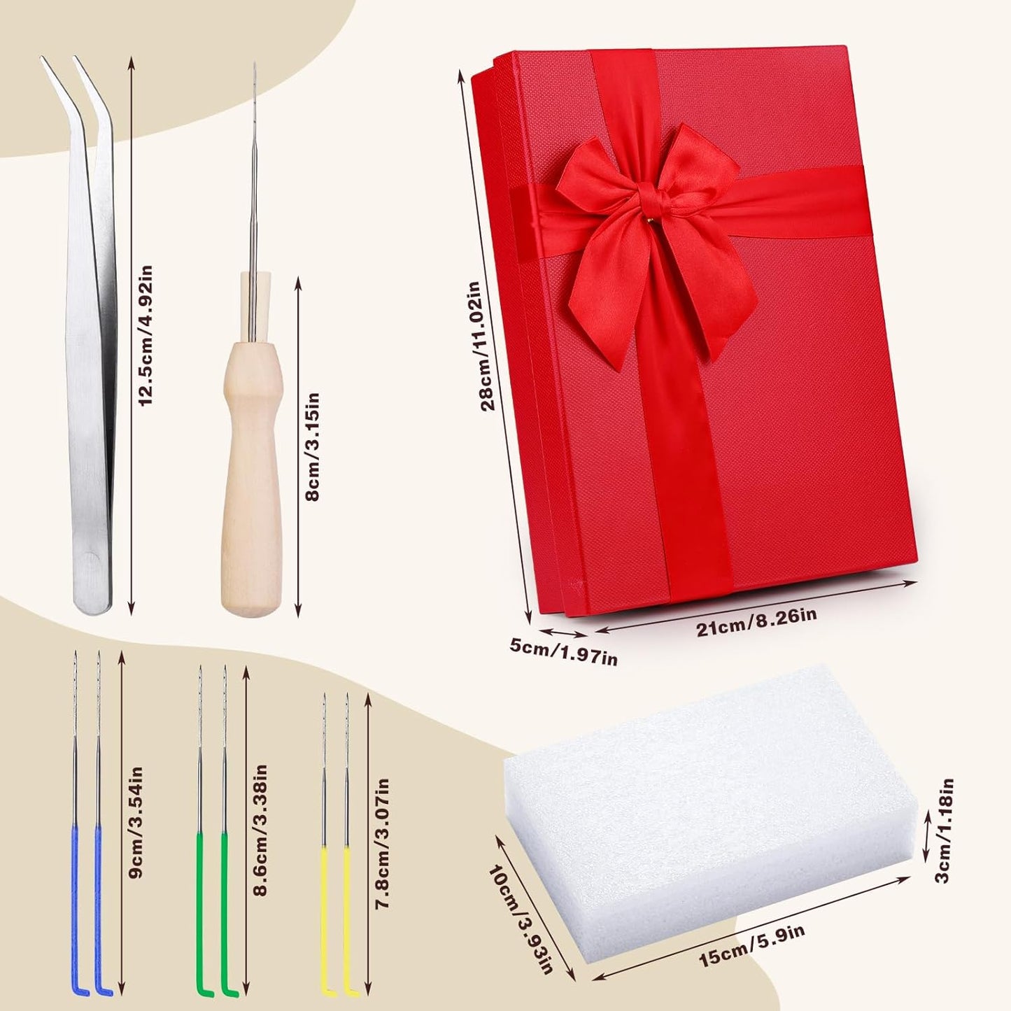 Needle Felting Kit for Beginners, Needle Felting Starter Kit with 6 Pcs Colorful Needle Felting Needles and Instructions, Wool Felting Supplies for Festival and Crafts