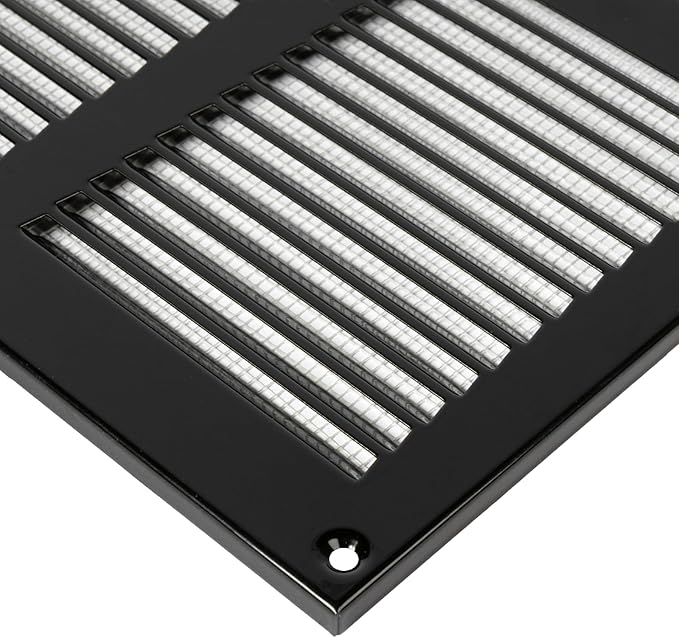 Repa Market 2-Pack Black Air Vent Cover 12" x 6" Inch (Outer Dimensions) - Steel Return Air Grilles - for Ceiling and Sidewall - HVAC - with Protection Screen (11.81" x 5.90" Inch)