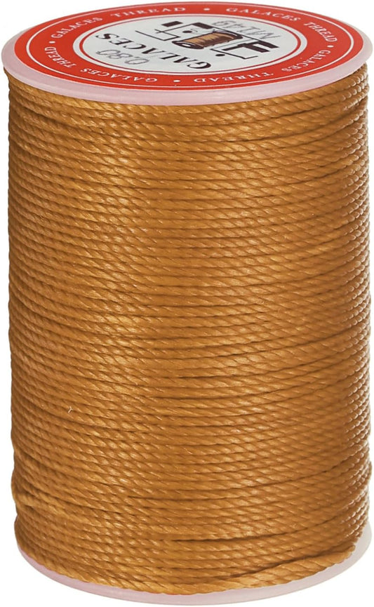 uxcell Round Leather Sewing Waxed Thread, 55m / 60 Yards Wax Polyester String, 0.8mm Waxed Stitching Cord for Leather Crafts, Bookbinding, Bracelets Braided, Golden Brown