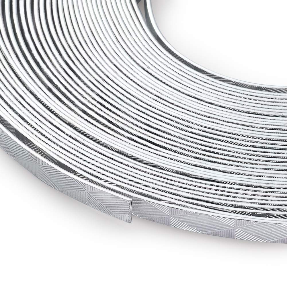Fashewelry 32.8 Feet 5mm Aluminum Flat Artistic Wire Silver Bendable Metal Craft Wire for Beading for Bezel Sculpting Armature Jewelry Making Gem Metal Wrap