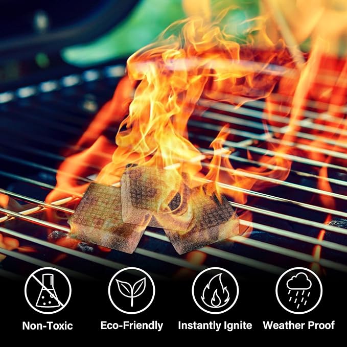 HGD Fire Starter, 128 Mini Square, Natural Fire Starters for BBQ, Campfire, Fireplace, Charcoal, Wood Stove, Chimney, Fire Pit, Grill, Smoker, Indoor Outdoor Use