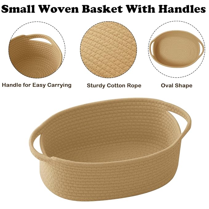 Gift Basket with Gift Bag and Ribbons,Small Rope Woven Shelf Storage,Baskets for Gifts Empty,Birthday,Baby Shower,Decorative Organizer Box with Handles(Jute)