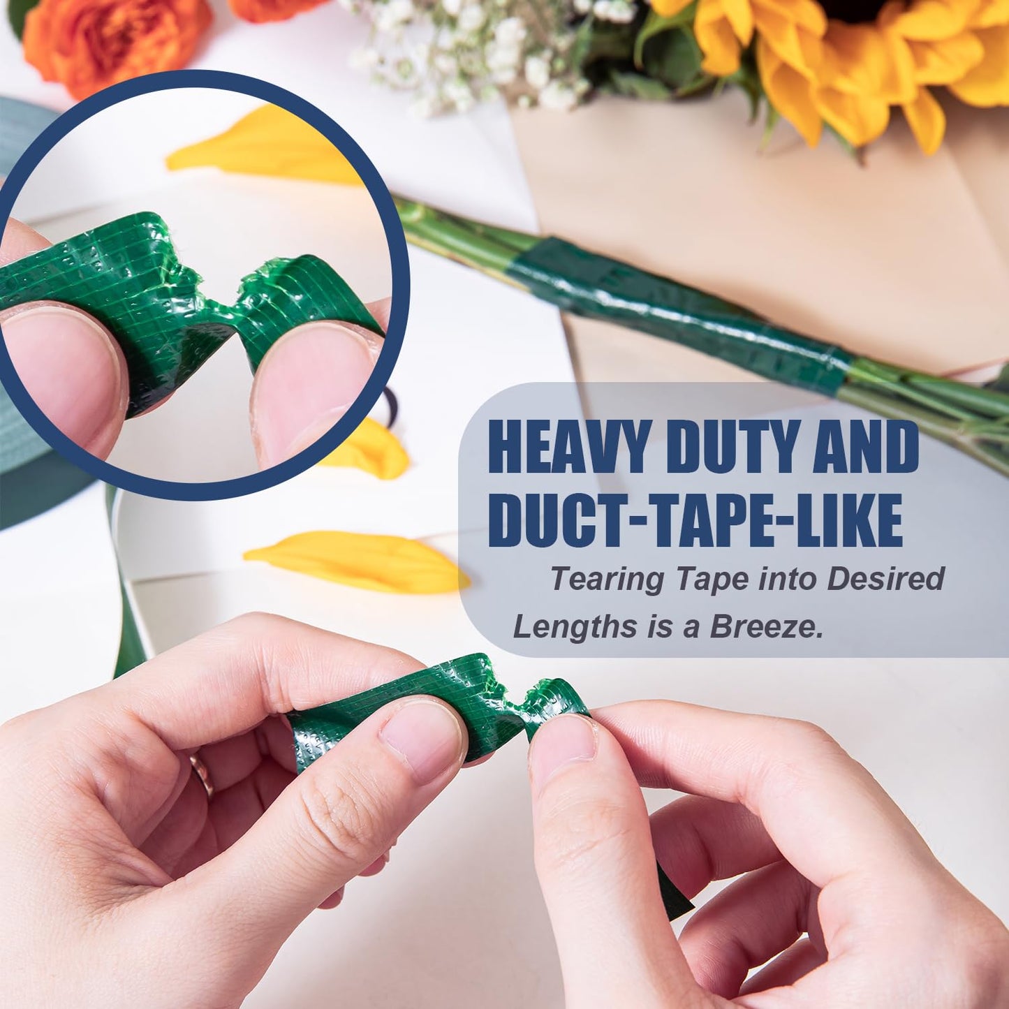 Green Floral Tape - Flower Wrap Adhesive Tape Bouquet Stem Wrapping and Floral Crafts, Wedding Bouquet Tape - 1/2 inch Wide and 180 FT Long