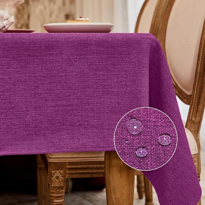 BALCONY & FALCON Rectangle Tablecloth Washable Wrinkle Resistant and Water Proof Table Cloth Decorative Linen Fabric Tablecloths for Dining Parties Kitchen Wedding and Outdoor Use (Purple, 55x95)