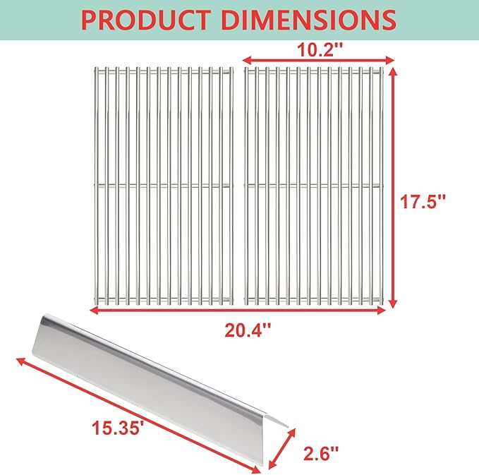 7637 Grill Grates & 7635 Flavorizer Bars for Weber GS4 Spirit I/II 200 Series,for Spirit S210 E210 S215 E220 E215 S220 Grill with Front-Mounted Control, Replacement Parts for Weber 67045 67022