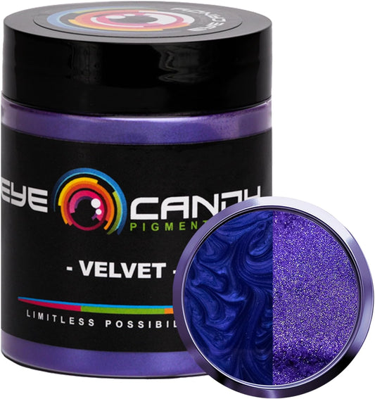 Eye Candy Pigments Premium Purple Mica Powder - Velvet (25gr) - for Epoxy, Resin, Soap, Paint, Woodworking, Acrylic Pouring, Bath Bombs, Fishing Lures - DIY Arts and Crafts Additive