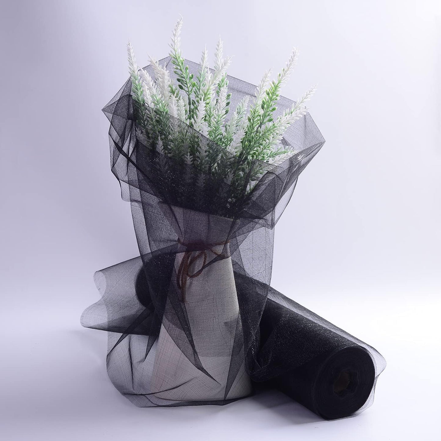 Crystal Organza Fabric Tulle - 16" by 50 Yards Sheer Fabric for Wedding Party Decoration Bridal Shower Tutu Roll Netting Spool Ribbon Wrapping (Black)