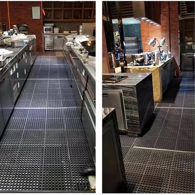 Anti-Fatigue Rubber Floor Mat - NANBOWANG Commercial Grade Grease Resistant Non-Slip Recycle Tyre Floor Mats for Restaurant Kitchen Bar Garden Outdoor Wet Area (40"X80")