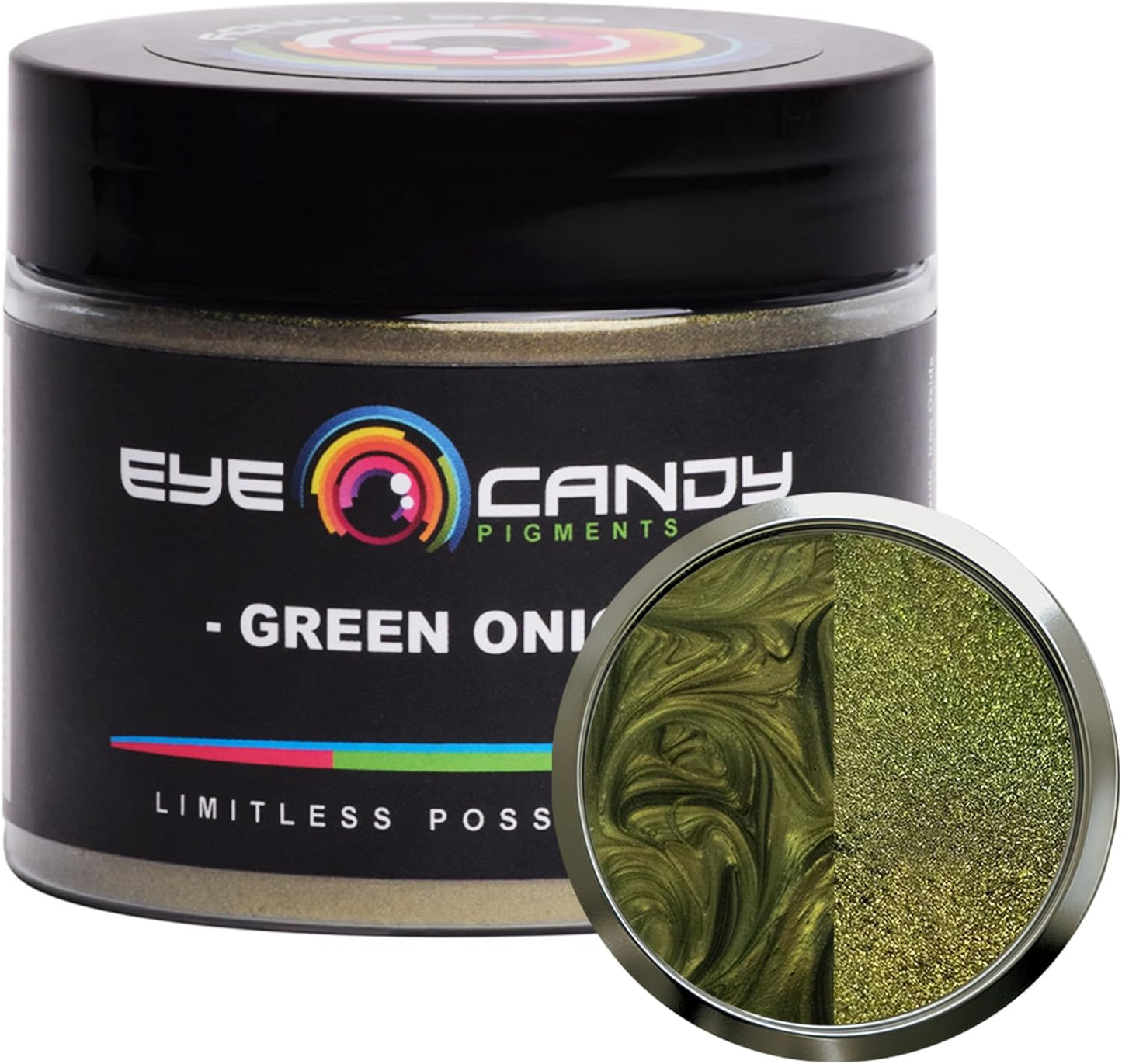 Eye Candy Pigments Premium Green Mica Powder - Green Onion (50gr) - for Epoxy, Resin, Soap, Paint, Woodworking, Acrylic Pouring, Bath Bombs, Fishing Lures - DIY Arts and Crafts Additive