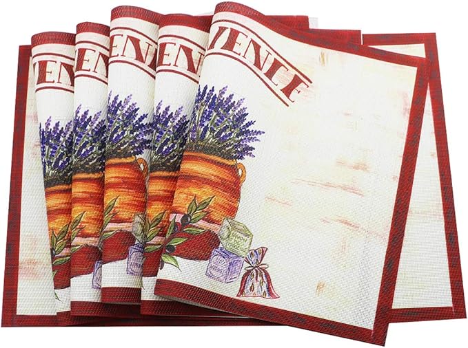 Gugrida Nature Place Mats Set of 6 Washable PVC Dining Table Placemats (Colorful)