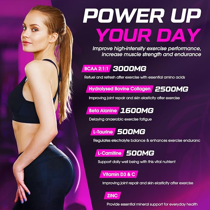 Creatine Monohydrate Gummies 6000MG Pre-Workout for Women, Creatine Gummies with Collagen, BCAA 2:1:1, Zinc & Taurine for Muscle Support, Enhance Strength & Booty, Gluten-Free, 120 Counts