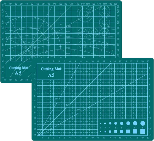 Cutting Mat 8in6in Self Healing Cutting Mat Size Double Sided 5-Ply Rotary Sewing mat for Crafts Fabric Quilting Hobby Art Clay Precision Scrapbooking Project, A5, Green 2PCS