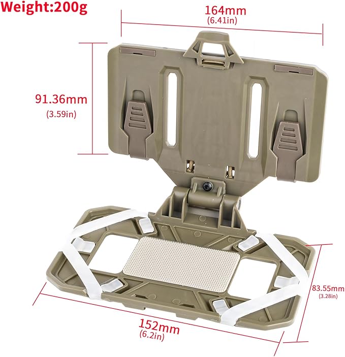 Tactical Vest Folding Plate Carrier Phone Bracket Holder, Universal Chest Phone Mount for Screen Size 4.7"-6.7", for MOLLE System