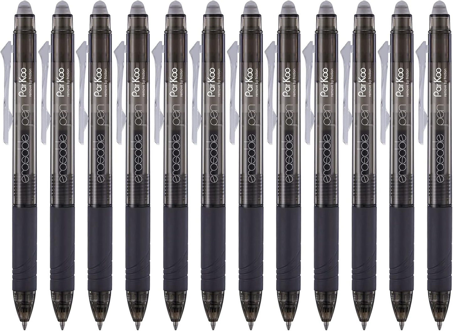 ParKoo Retractable Erasable Gel Pens Clicker Fine Point 0.7 mm, No Need for White Out, Black Ink for Completing Sudoku and Crossword Puzzles, 12-pack
