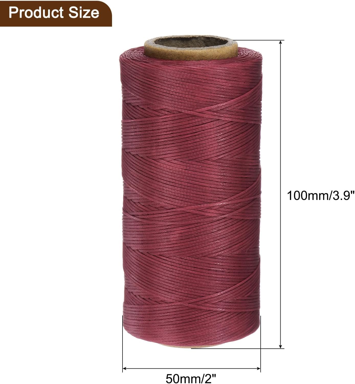 uxcell 150D 0.8mm Flat Waxed Thread 284 Yards Polyester Leather Sewing Waxed String Hand Stitching Waxed Cord for Leather Stitching Sewing Bookbinding DIY Craft Dark Red