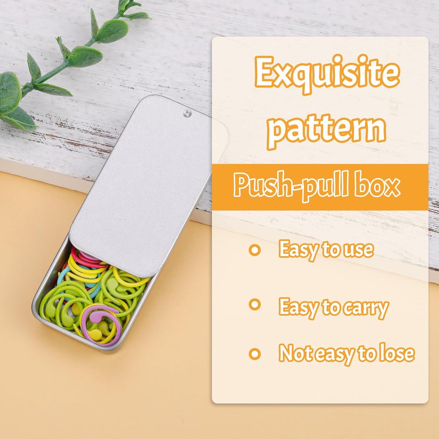 Jmuiiu Metal Stitch Markers, 50Pcs Spiral Metal Colorful Crochet Stitch Markers, Crochet Marker Ring for Knitting Crocheting Clothing Tag DIY Craft Project with Storage Box