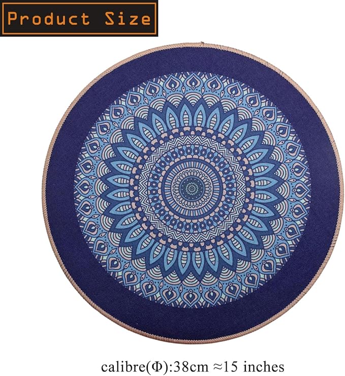 PIGCHCY Round Boho Placemats Set of 6, Rubber Heat Resistant Tabel Mats, Waterproof Washable Placemat for Dining Table Decoration (Deep Blue)
