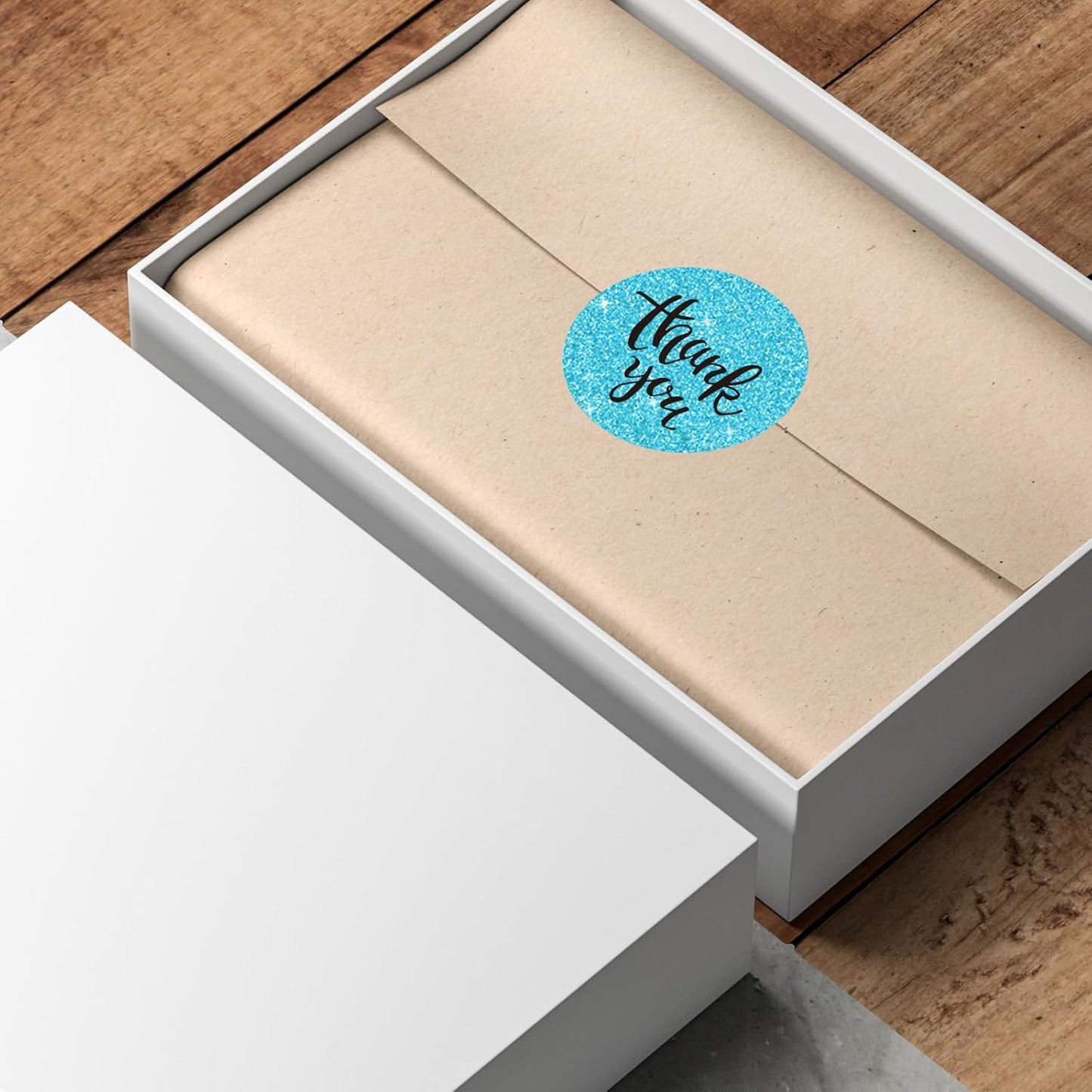 2" Holographic Thermal Label Stickers, Round Direct Thermal Label Stickers, Glitter Thermal Printer Sticker Labels for Gift Wrapping, Self-Adhesive Custom Logo Design- Glitter Blue