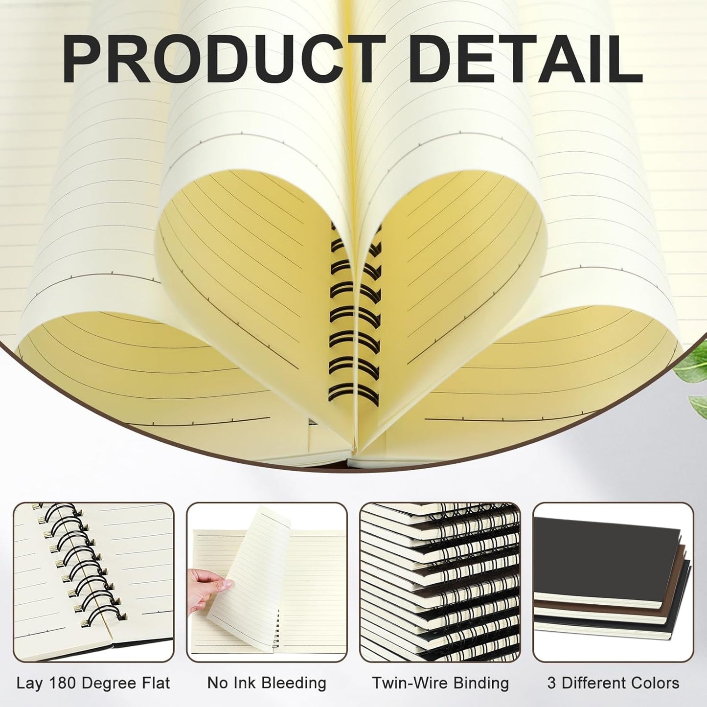 Yahenda 3 Pcs Spiral Notebook Bulk A5 Journal Lined 8.3'' x 5.5'' Writing Composition Paper Small Notepad Subject Notebook for Students Office Business Back to School Supplies (Dark Color)