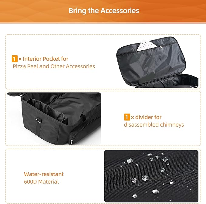 NOELIFE Bag for Ooni Fyra 12, Portable Carrying Case with Pockets for Ooni Pizza Oven Accessories, Padded Carry Bag Made of Thickened Fabric, Heavy-Duty and Water Resistant (Oven Not Included)
