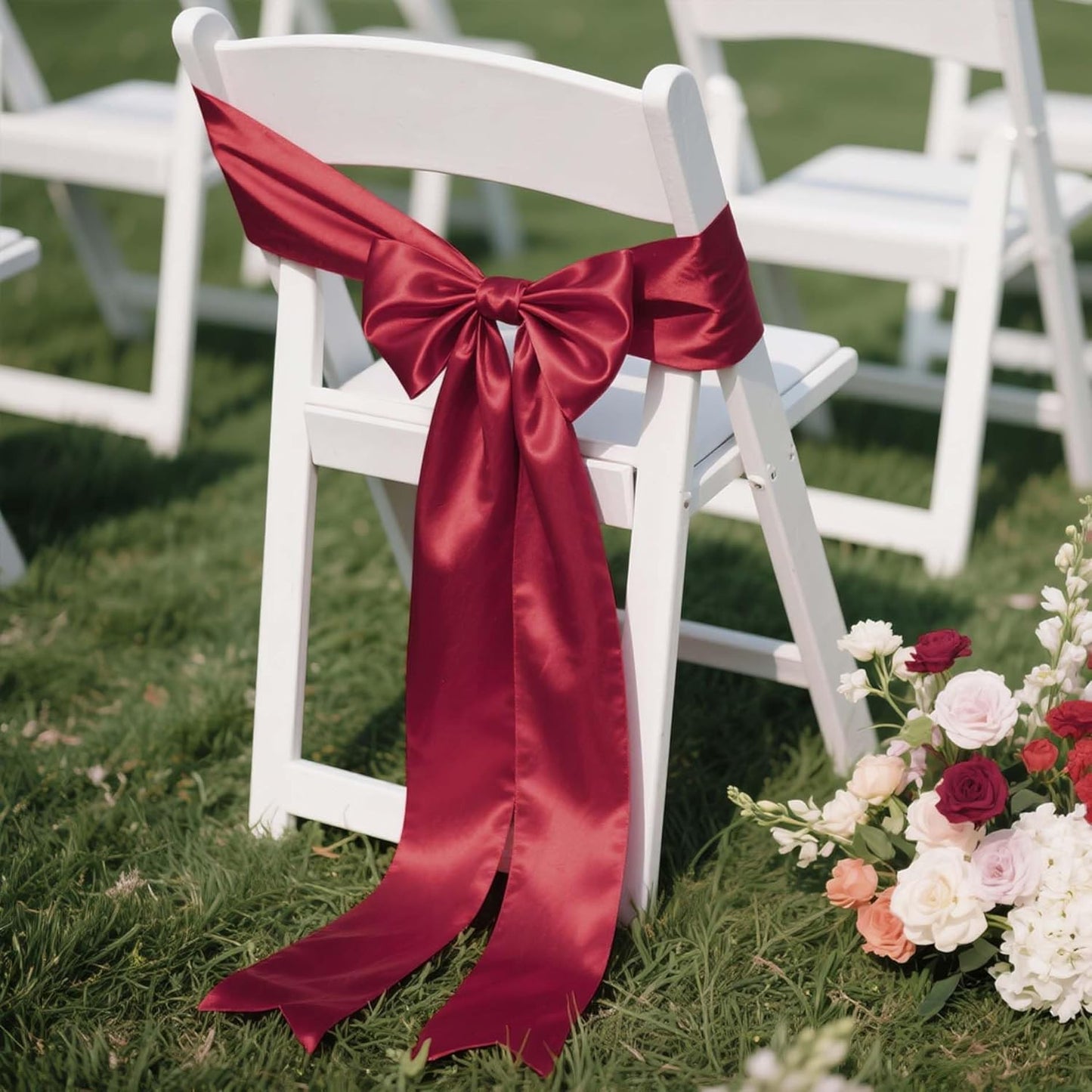 LaRibbons Red Satin Ribbon 4 Inch 10 Yards Christmas Ribbons Double Faced Luxury Burgundy Silk Ribbon for Gift Wrapping Flower Bouquets Bow Christmas Wedding Party Decoration