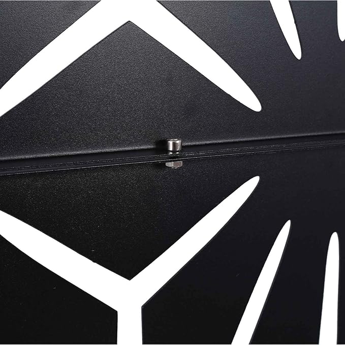 Outdoor Privacy Screen, 76" H x 48" W Decorative Metal Panel, Steel Privacy Divider with Freestanding Base, Ideal for Garden, Patio, or Balcony, Black