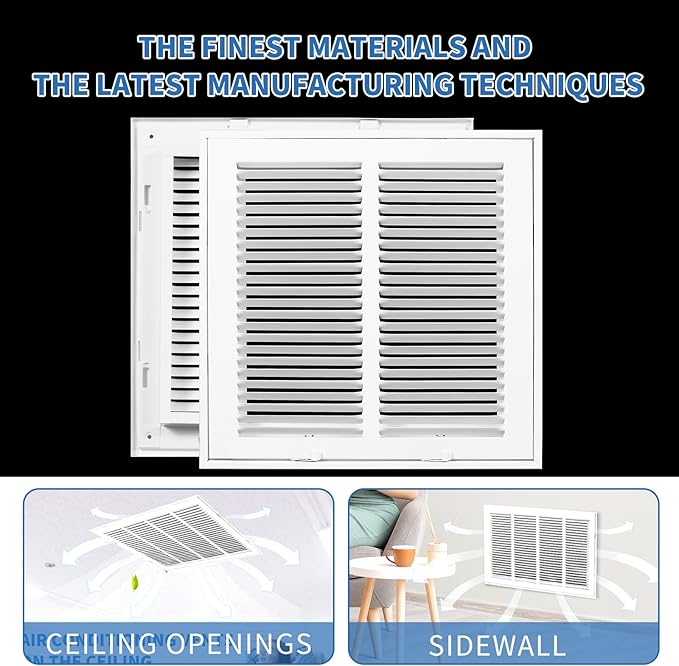 14x14 Return Air Grille [Duct Opening Size],Return Air Vent Cover for Wall Or Ceiling,Steel Return Air Filter Grilles Removable Face/Door for 1 Inch Filters (14"W x 14"H [Duct Opening])