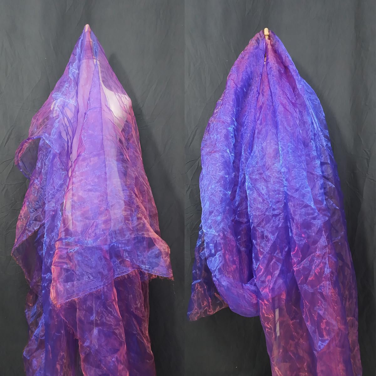 Two-Tone Iridescent Holographic Organza Fabric - 5.5 Yards by The Yard | Lightweight Sheer Tulle | for Wedding Dresses, Party Decor, DIY Crafts, Shiny Backdrops(Royal Blue with red)