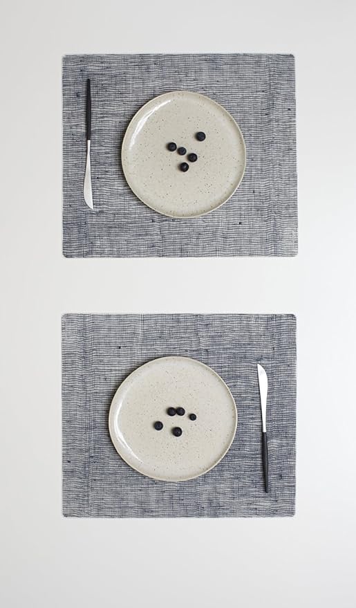 Modern Twist Placemat 100% Food-Grade Silicone, Waterproof and Reusable, Linen - Denim