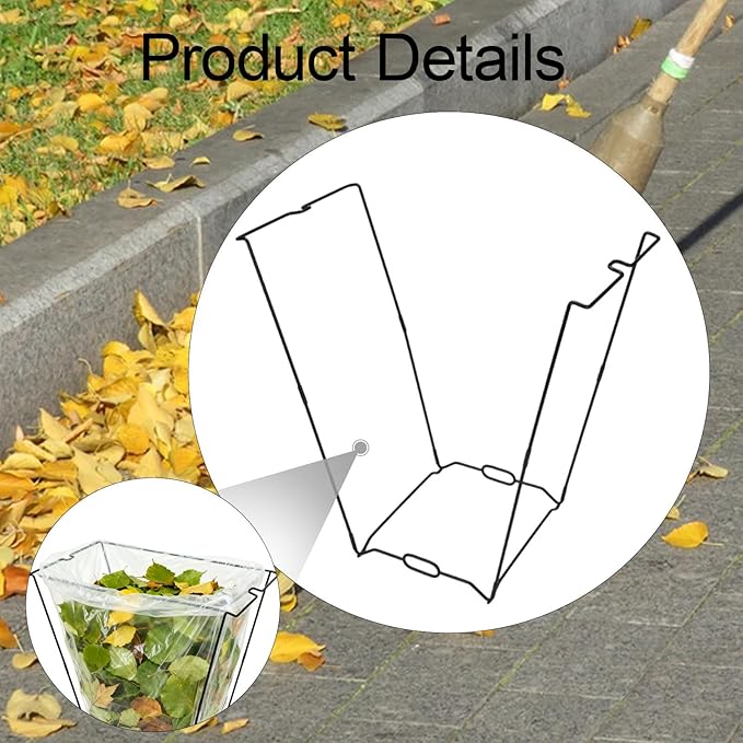 Trash Bag Holder Heavy Duty Kitchen Cabinet Iron Black Outside Camping Bathroom Yard Leaf Bags Stand Garbage Bag Holder Frame