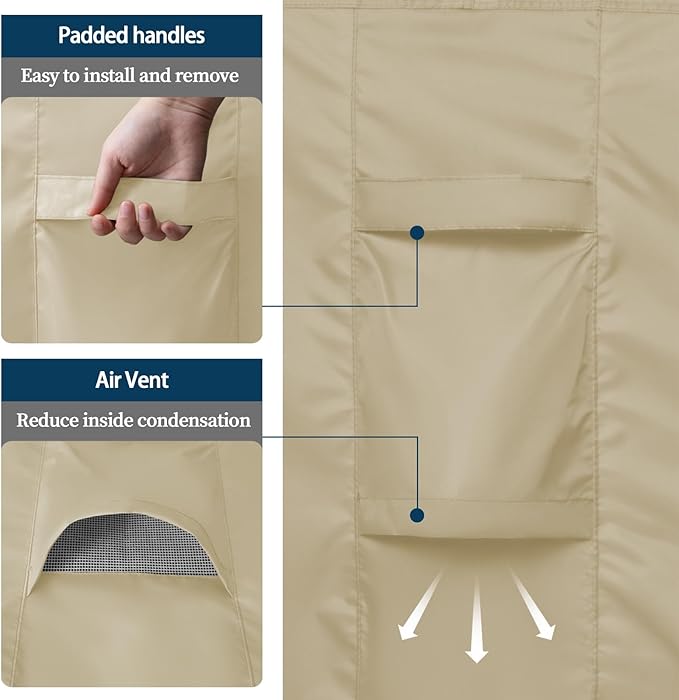 Easy-Going Round Patio Furniture Cover Waterproof Outdoor Dining Table and Chair Cover Anti-UV Outside Sectional Sofa Set Covers (84"DIA x 28"H, Camel)