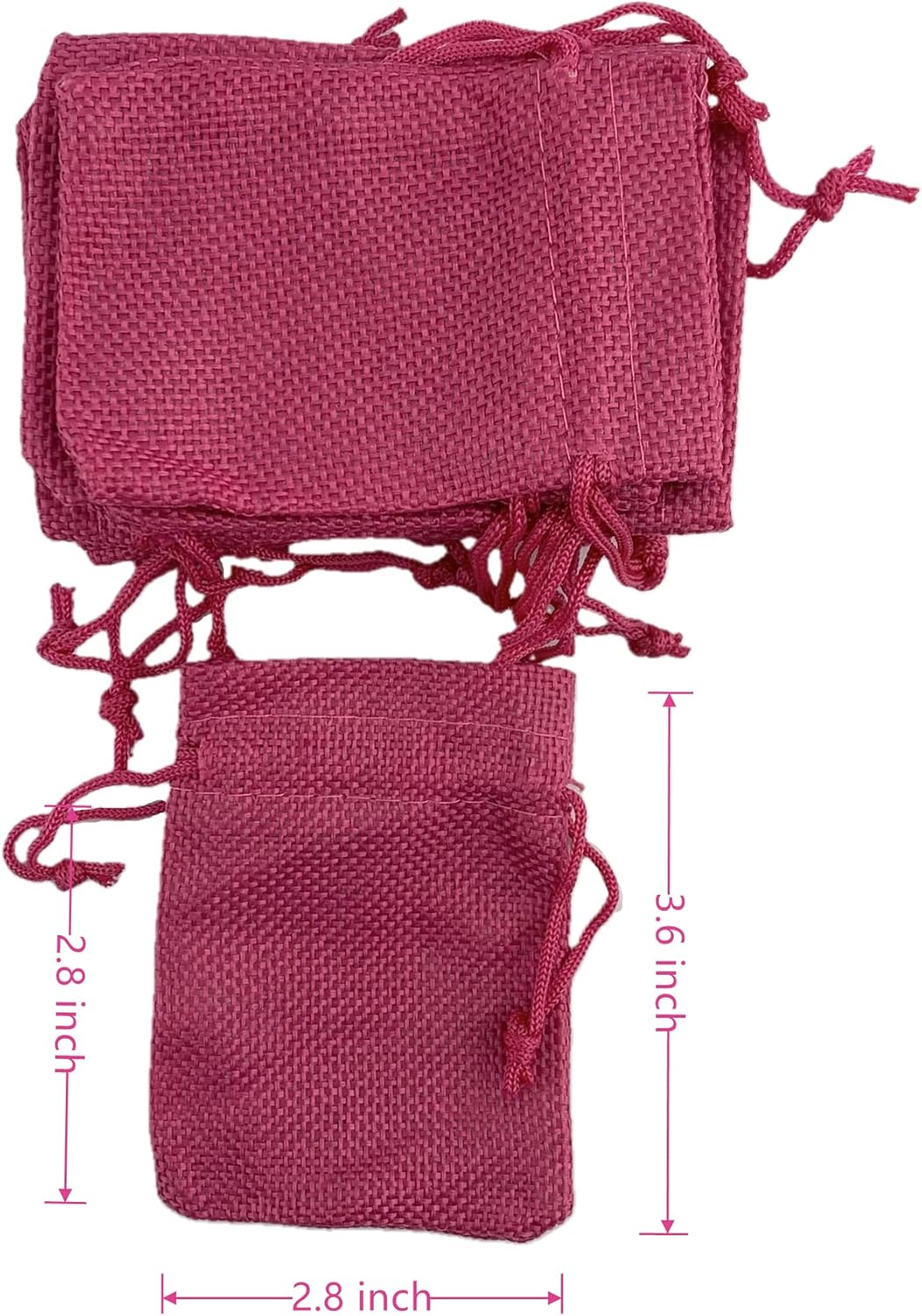 Palmhomee Pack of 25 Burlap Gift Bags with Drawstring Linen Jewelry Pouches Wedding Hessian Jute Bags for Birthday and Treat Pouches Party Wedding Favors Gift (2.8x3.6 Inch, Fuchsia)