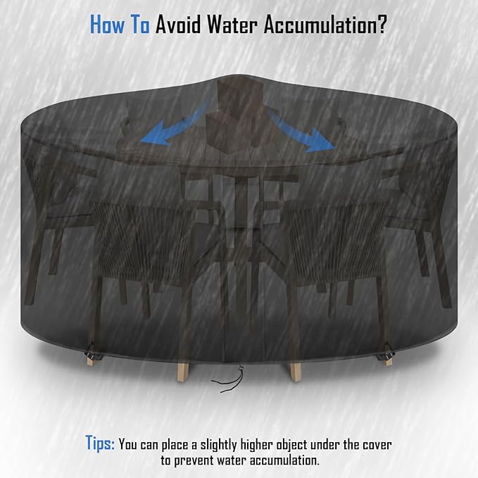Round Patio Furniture Covers, Waterproof Round High Outdoor Table and Chair Set Cover, Tall Outdoor Furniture Covers for Winter, Rainproof Fadeproof- 72"Dia×36"H