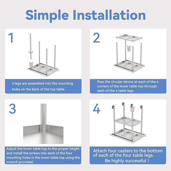 24x30 Inch Stainless Steel Work Table with Backsplash and Undershelf, Casters, Commercial Prep Table, Heavy Duty Kitchen Workbench, NSF Certified