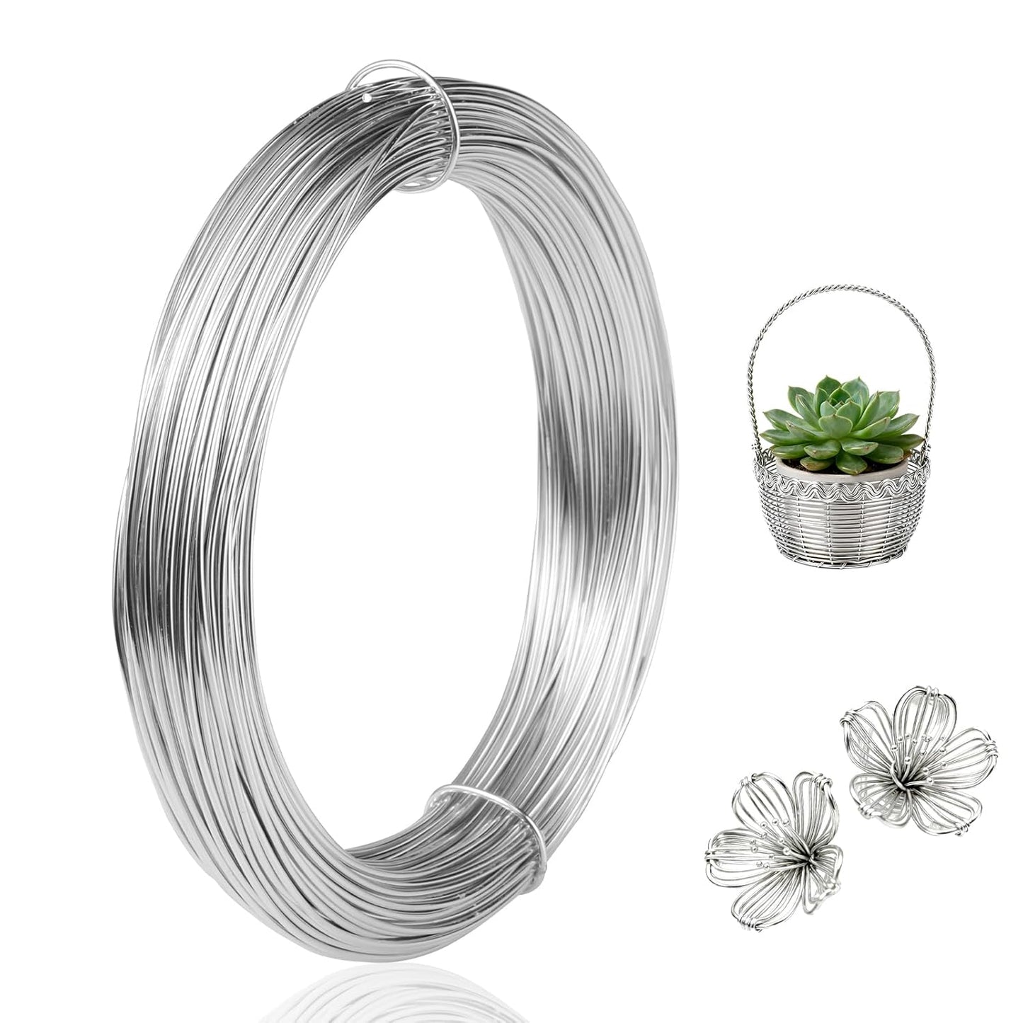 18 Gauge Aluminum Craft Wire, 1mm 33Yards Floral Craft Wire Bendable Wire for Jewelry Making, Garden, Sculpting, Floral & Wreath Crafts, Silver