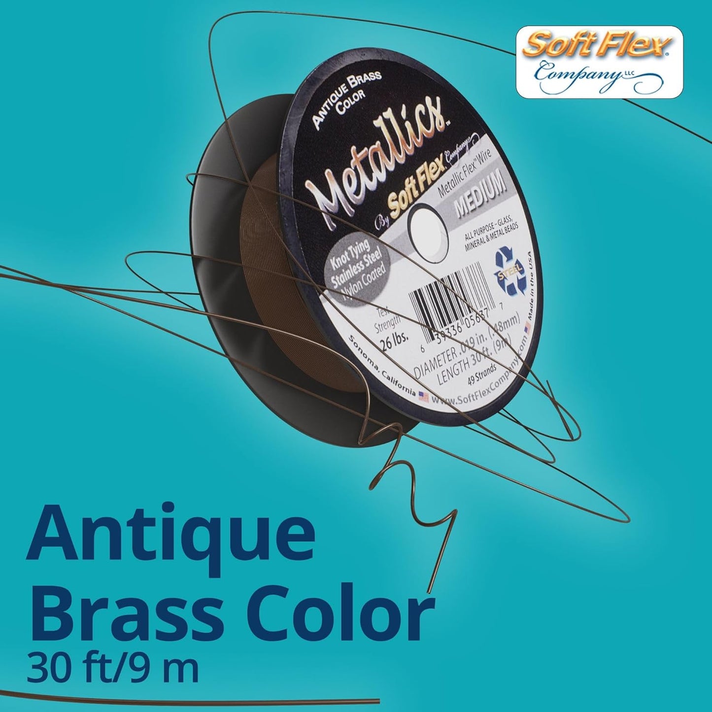 Soft Flex 49 Strand Beading Wire - Medium 0.19 Diameter - 30 Feet Nylon Design Wire