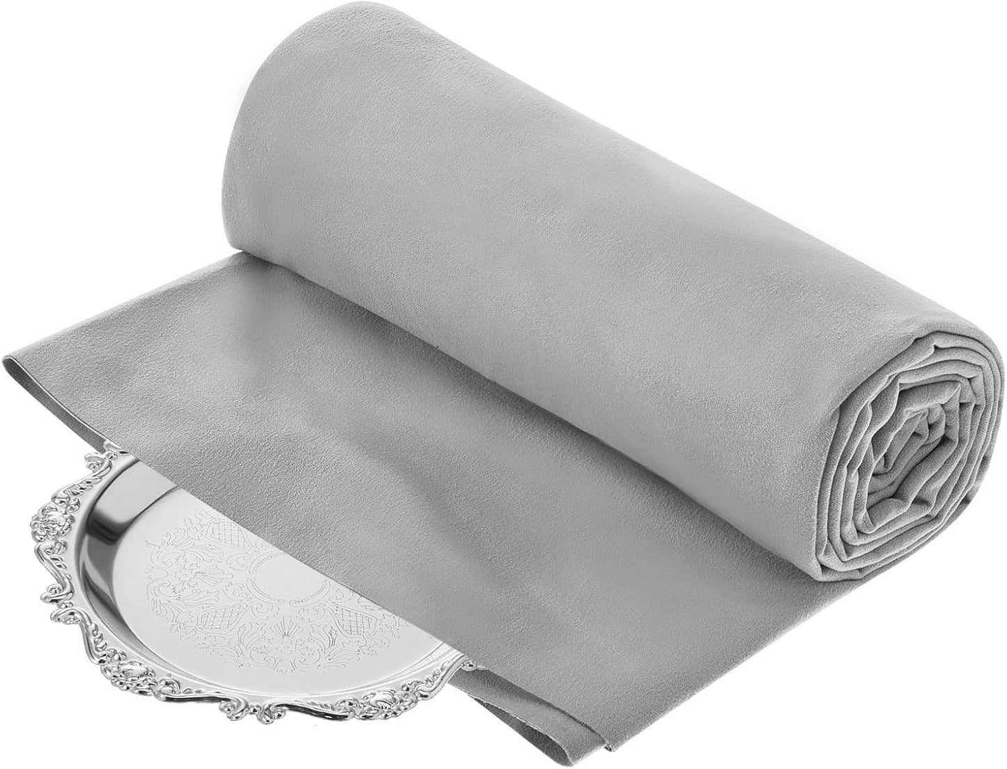 Jecery 1.1 Yard Anti Tarnish Silver Cloth by the Yard, Luxury Jewelry Silver Polishing Storage Protect Cloths for Silverware Flatware Silversmith Polishing(Gray)