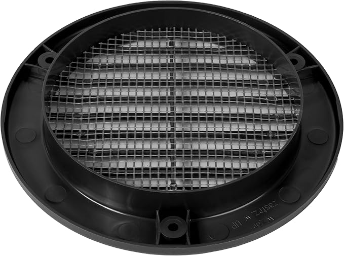 Repa Market 4 Inch (Opening) Black Round Air Vent Cover - Pack of 10 Plastic Fresh Air Intake Vent - Grill Cover with Nylon Mesh Screen - Wall or Ceiling HVAC Return Air Register - Modern Soffit Vents