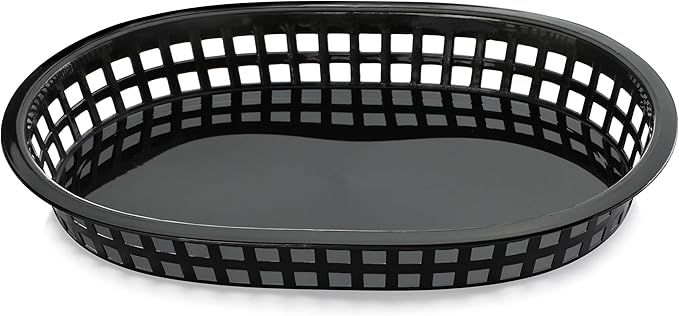 New Star Foodservice 44041 Fast Food Baskets, 10.5 x 7 Inch, Set of 12, Black