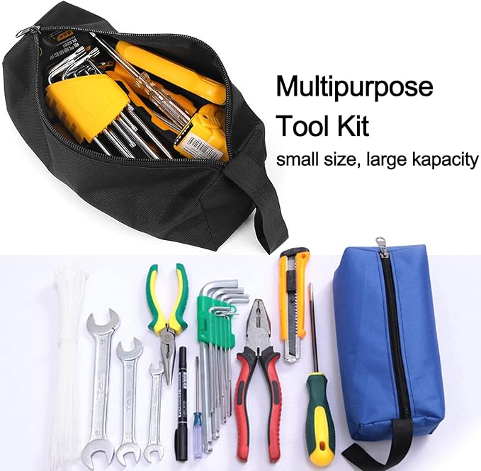 5 Pack Canvas Tool Pouch of Two Sizes, Tool Pouches with Zipper, Multipurpose Zipper Bags Tools is Suitable for Storing Scattered Tools, Cosmetics, and Various Items (5 Colors)