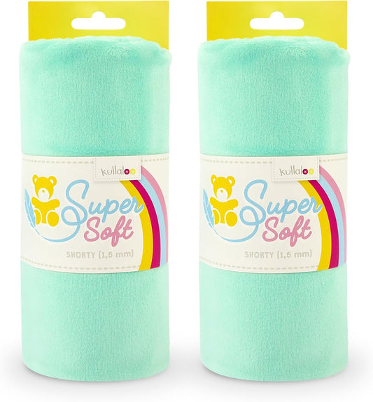 kullaloo Plush Fabric | Solid Mint Minky Fabric for Sewing (Pack of 2) | Super Soft Cuddle Material | 39.5x29.5 | Plushies, Baby Blankets, Pillows, Dog Beds, Cat Beds, Baby Accessories, Apparel