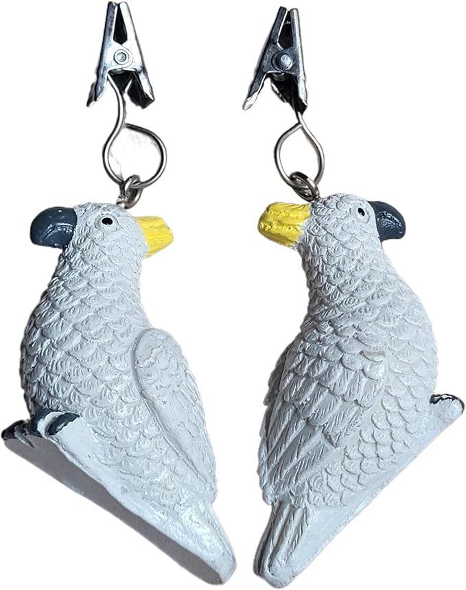 TwoFish Home Set of 4 White Parrot Resin Tablecloth Weights Clips White Parrot Handicraft Tablecloth Clamps Pack of 4