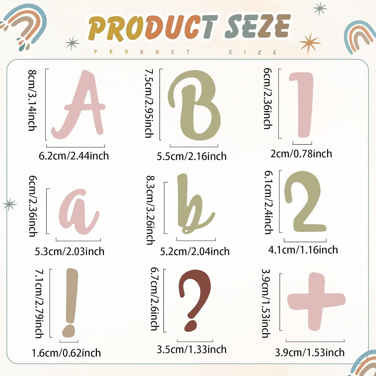 221 Pcs Bulletin Board Letters Round Alphabet Number Punctuation Symbol Combo Letter Cutouts Classroom Decoration for School Classroom Chalkboard Poster Board(Boho Italic)