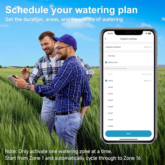 Smart Sprinkler Controller, 16-Zone/Station Irrigation System with APP Remote Control, GreenVation 2.4G/5GHz WiFi Water Timer for Outdoor Garden/Yard/Lawns (16 Zone)