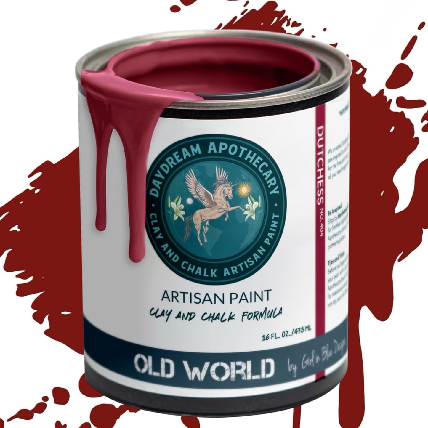 Daydream Apothecary Premium Chalk Style Paint for Furniture, Home Décor, Wood, DIY Interior Projects, Quick Dry, No Prep or Prime Needed, Matte Burgundy Red - 16oz