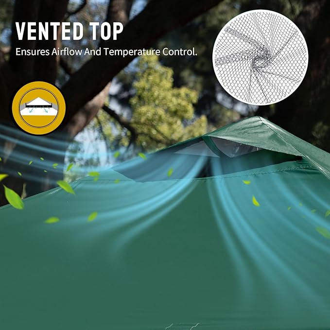 CROWN SHADES 10x10 Pop Up Canopy - Beach Tent with One Push Setup - Easy Outdoor Sun Shade for Events, Parties, Camping - Gazebo with STO-N-Go Cover Bag, Silver Coated Top, Forest Green