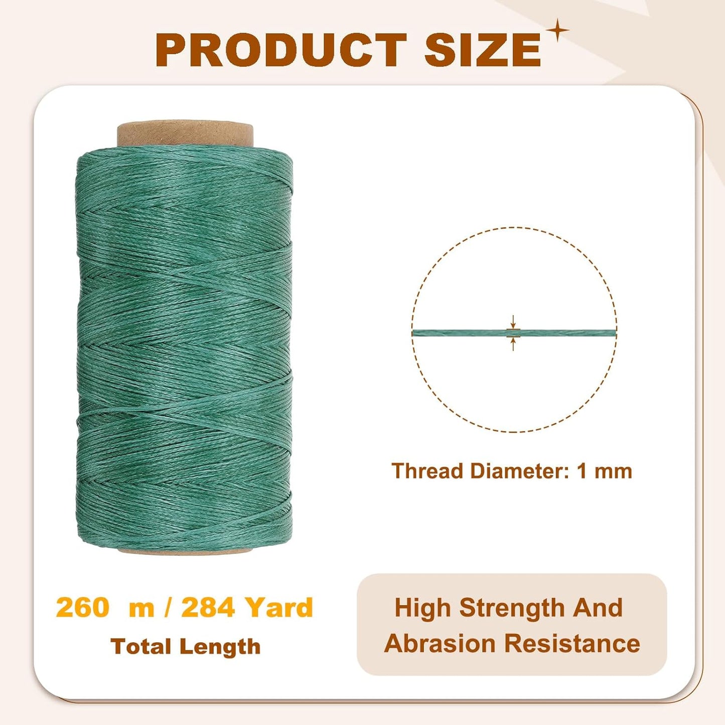 PATIKIL 284 Yard Flat Waxed Thread 150D 1mm Leather Sewing Cord for Repairing Shoes Bags Wallets Jewelry Making DIY Leather Craft, Green